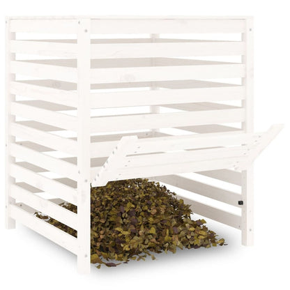 VIDAXL Composteur Blanc 82,5x82,5x99,5 Cm Bois Massif De Pin