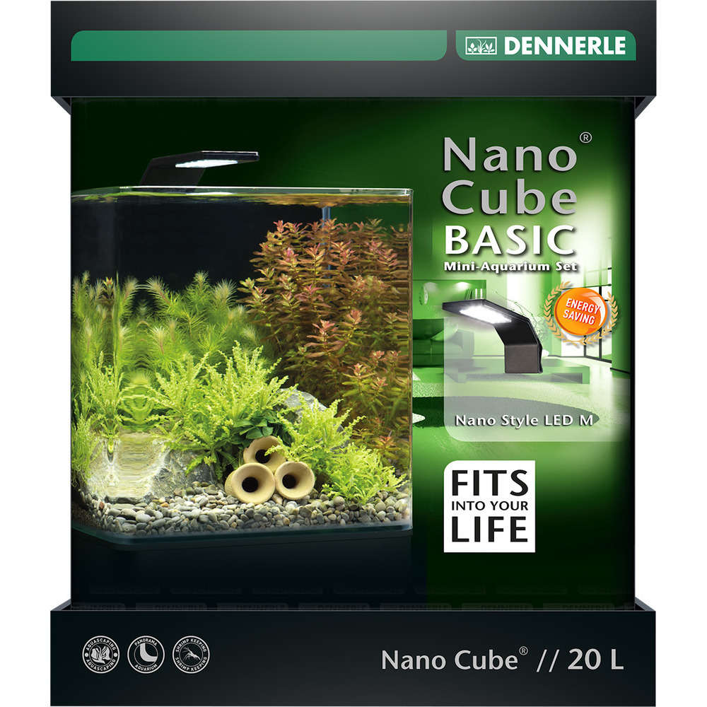 DENNERLE Aquarium Nano Cube Basic, Transparent : L.25xP.25xH.30 Cm- 20 Litres