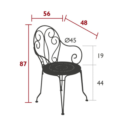  Fauteuil Pour Jardin MONTMARTRE En Acier Vert - 56x48x87 Cm