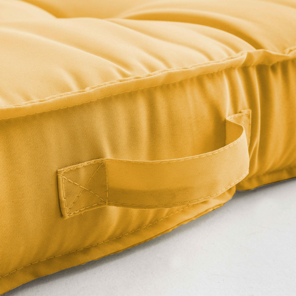  Coussin De Sol Ou D'assise Matelassé Polyester Jaune 120x80x12 Cm