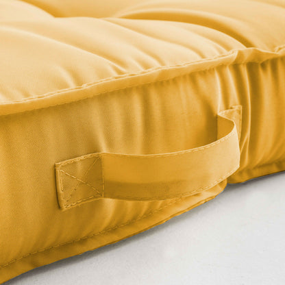  Coussin De Sol Ou D'assise Matelassé Polyester Jaune 120x80x12 Cm