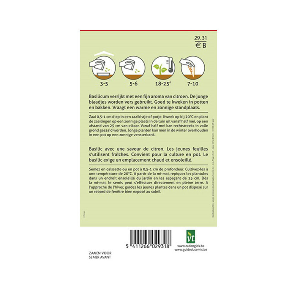  Basilic Citron - Ca. 0,75 Gr (livraison Gratuite)