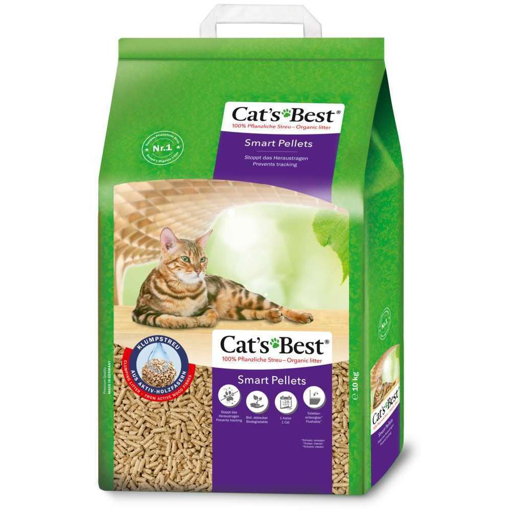  Litière Végétale Agglomérante Pour Chat Cat's Best Smart Pellets-10kg