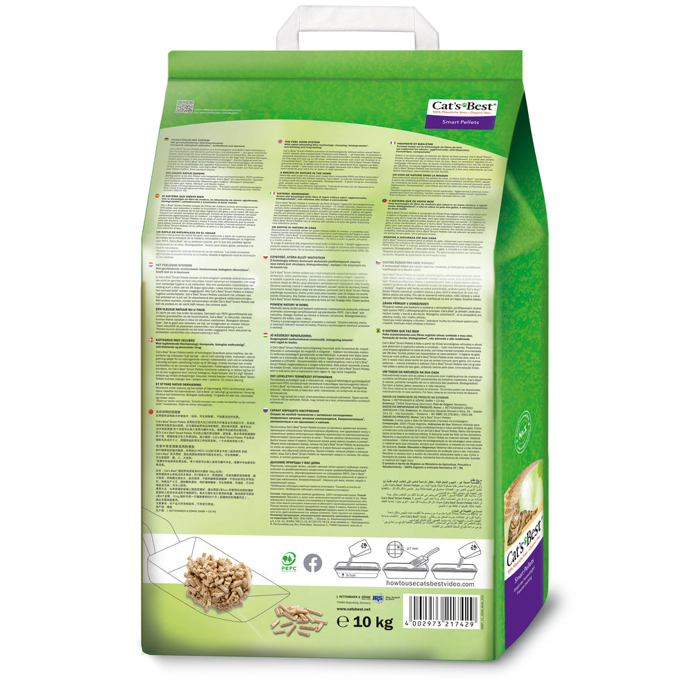  Litière Végétale Agglomérante Pour Chat Cat's Best Smart Pellets-10kg