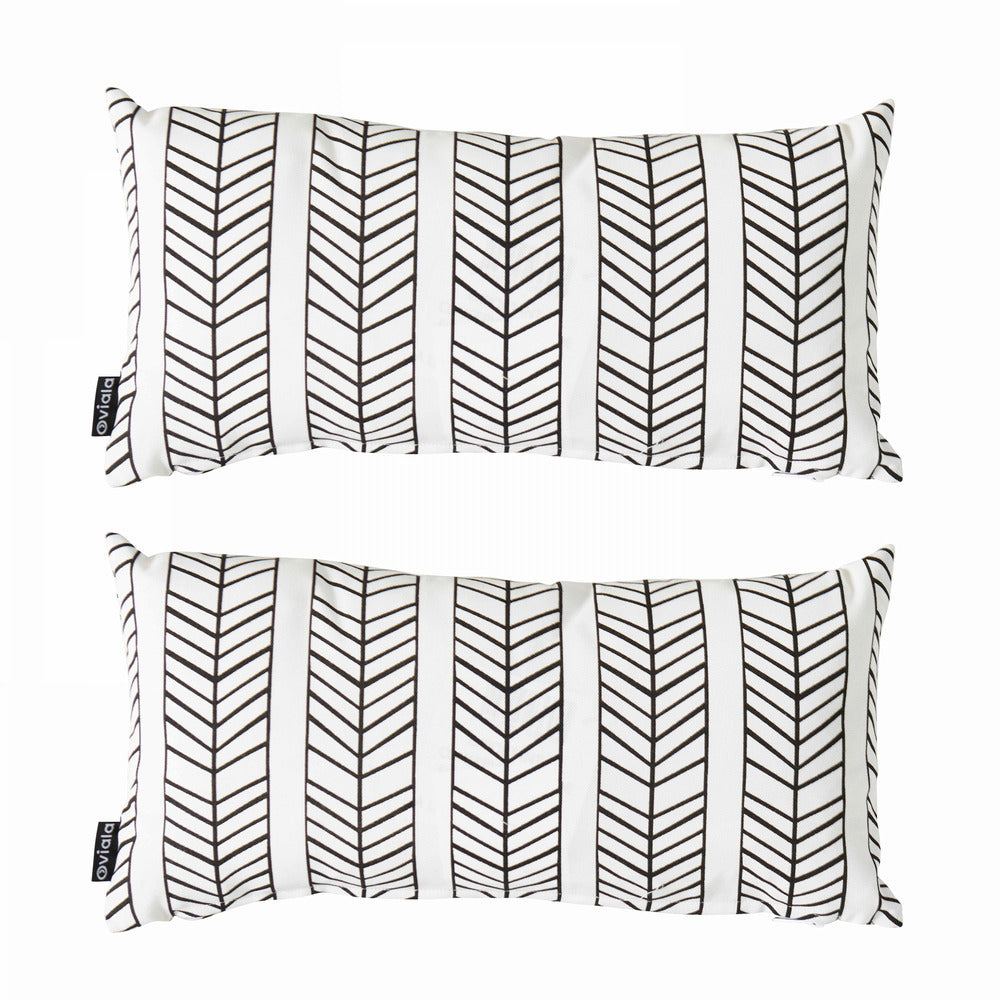  Lot De 2 Petits Coussins Polyester Blanc 40 X 20 X 8 Cm