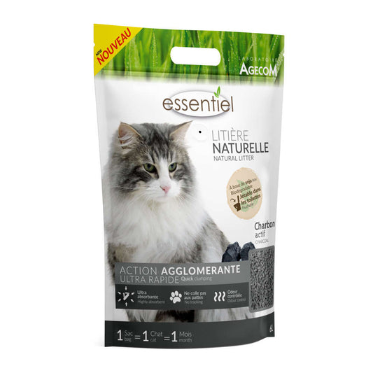  Litière Végétale Pour Chat Essentiel Soja Charbon - 6 Litres