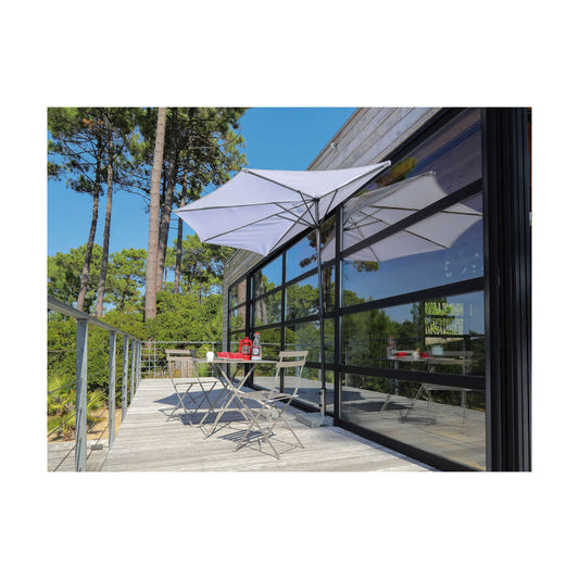  Demi-parasol En Toile écrue Avec Manivelle - 150x300 Cm