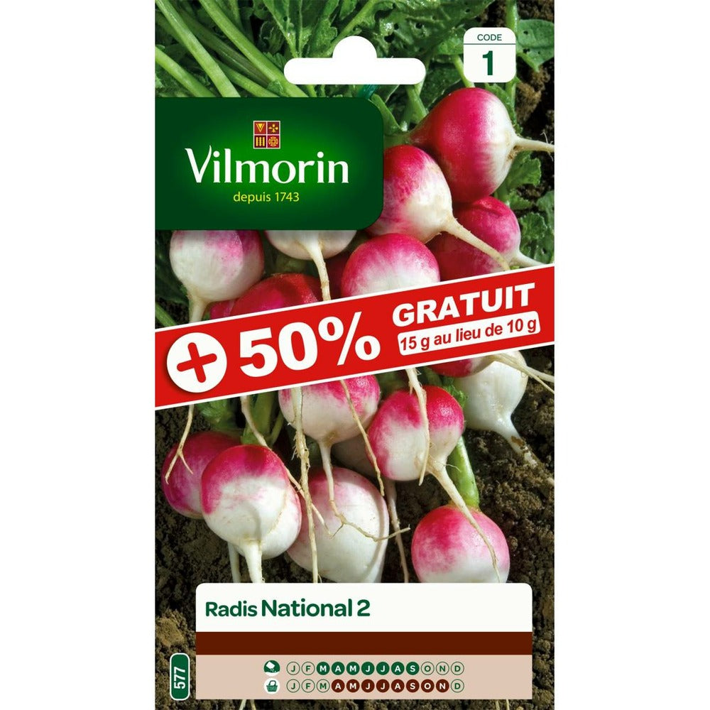  Sachet Graines Radis National 2 +50% Gratuit