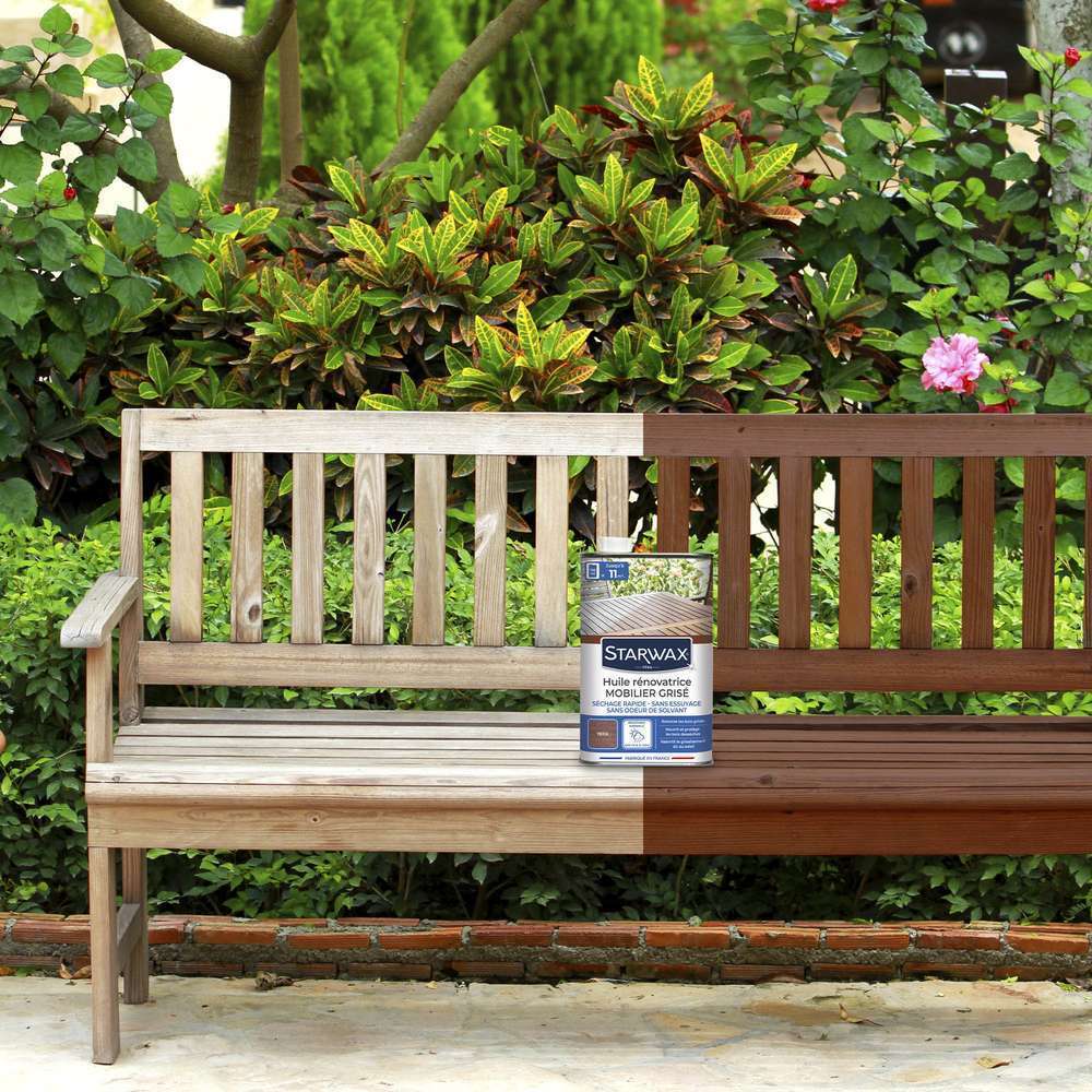  Huile Rénovatrice Teinte Teck Pour Mobilier En Bois Grisé 750 Ml