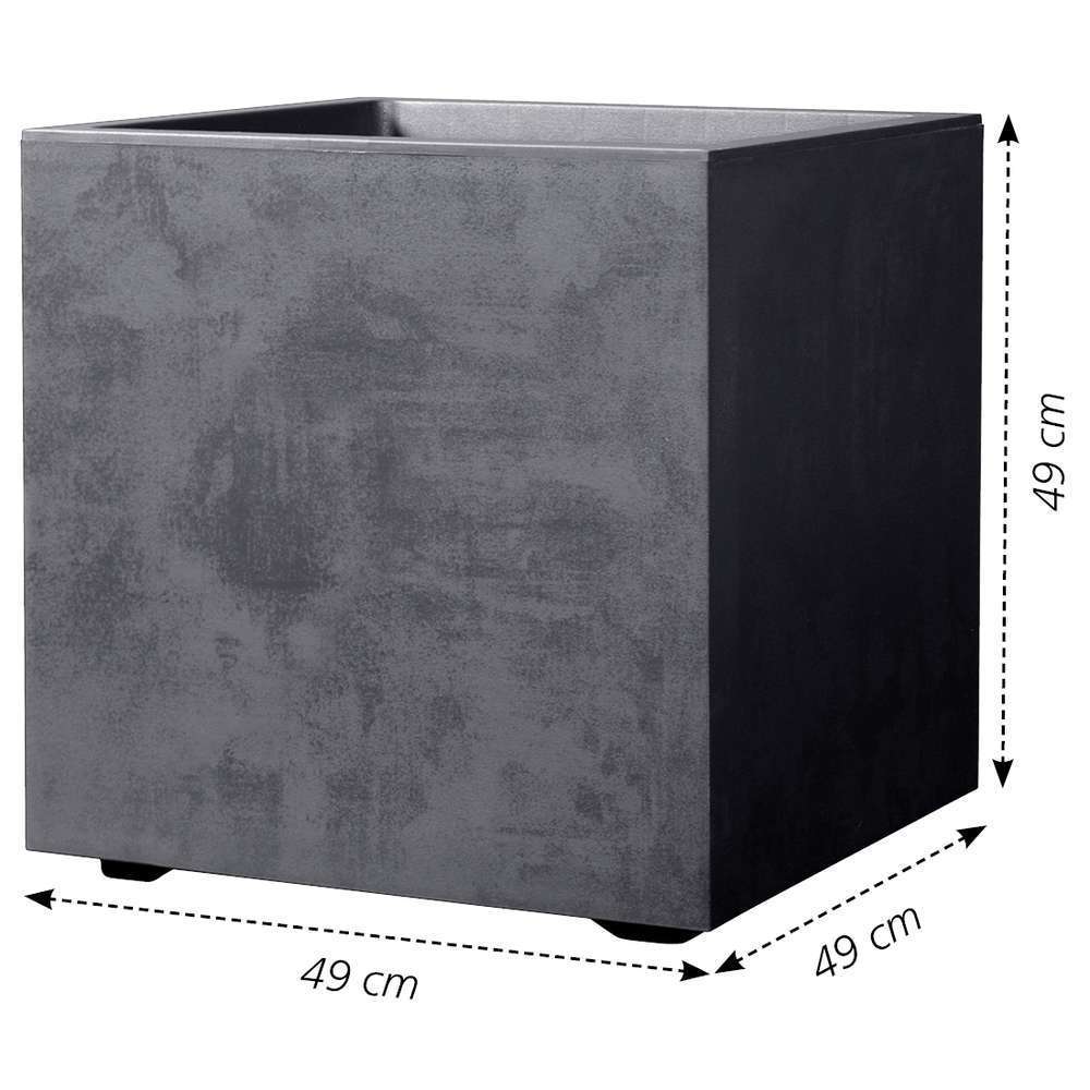  Pot Cube Millenium Plastique Réserve D'eau & Roulettes Anthracite 49cm