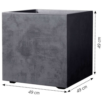  Pot Cube Millenium Plastique Réserve D'eau & Roulettes Anthracite 49cm