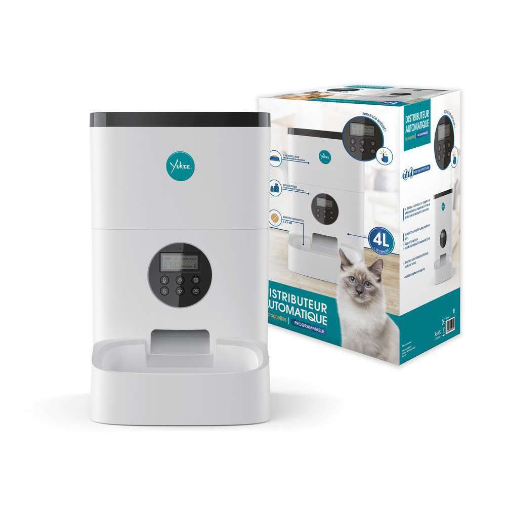  Distributeur Automatique De Croquettes "Yukee" : 24x21x30 Cm- 4 Litres