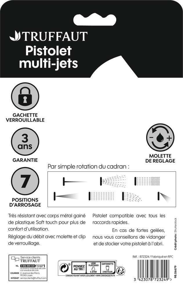  Pistolet Douche Métal Multi-jets 7 Positions
