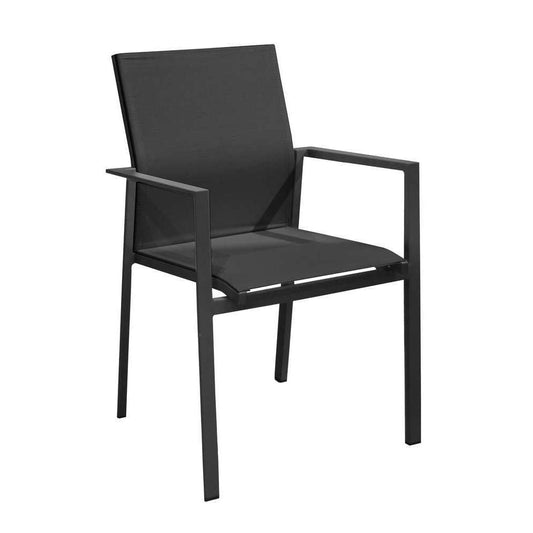  Fauteuil DELIA En Toile Et Aluminium Noir - 56x61x87 Cm