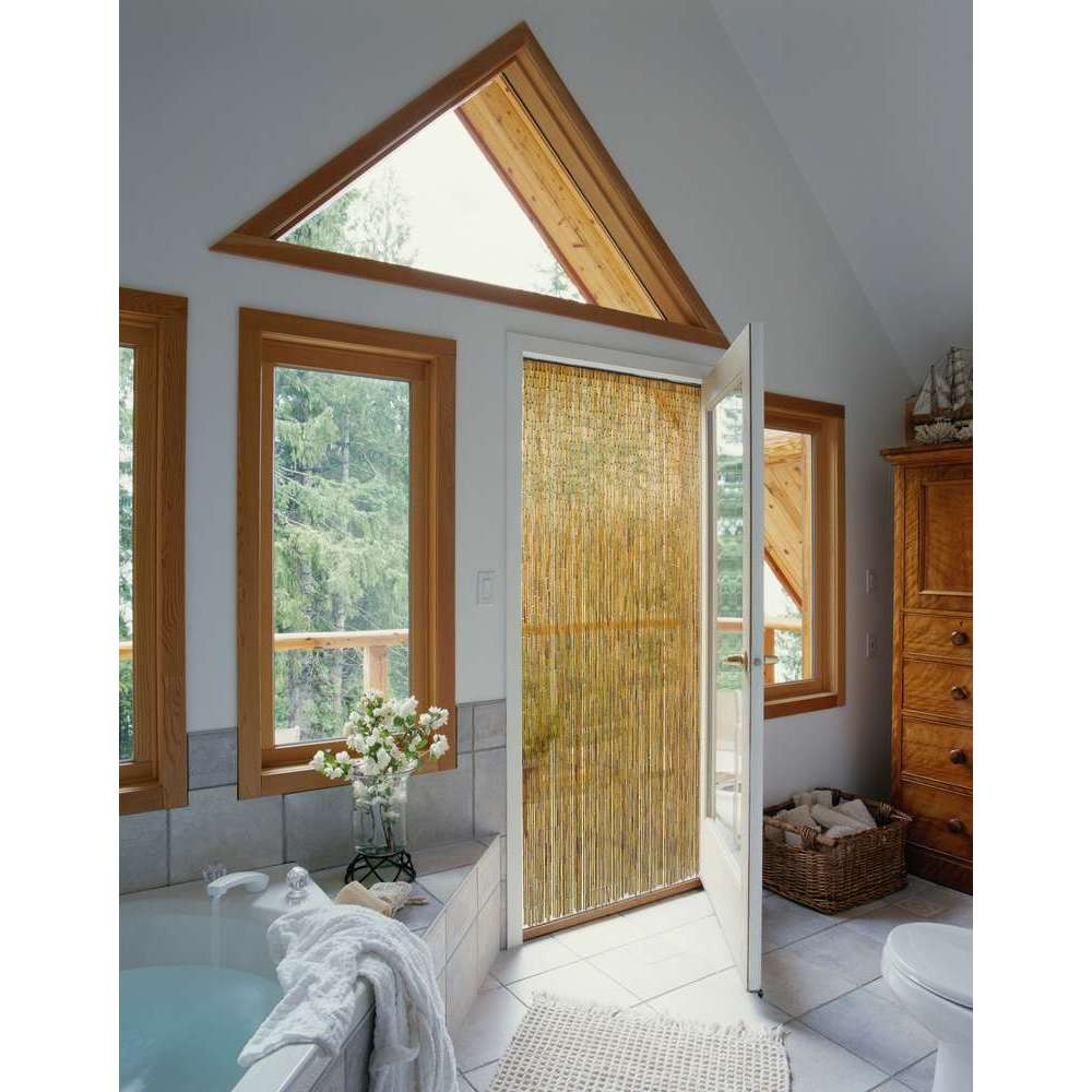  Rideau De Porte Avec Bâtonnets En Bois Vernis - 90x200 Cm
