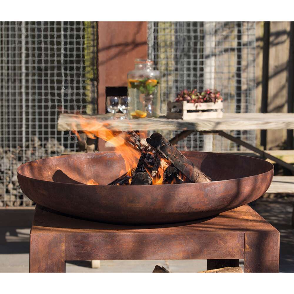  Brasero Au Bois Selki Industrial En Acier - 80x80x85 Cm