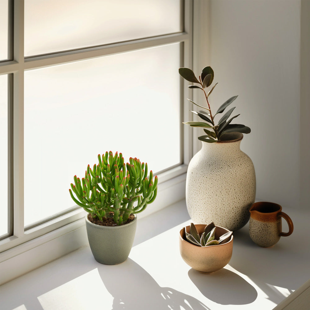  Plante De Jade - Lot De 2 - Crassula Ovata 'gollum' - Hauteur 15-25cm - Pot 12cm