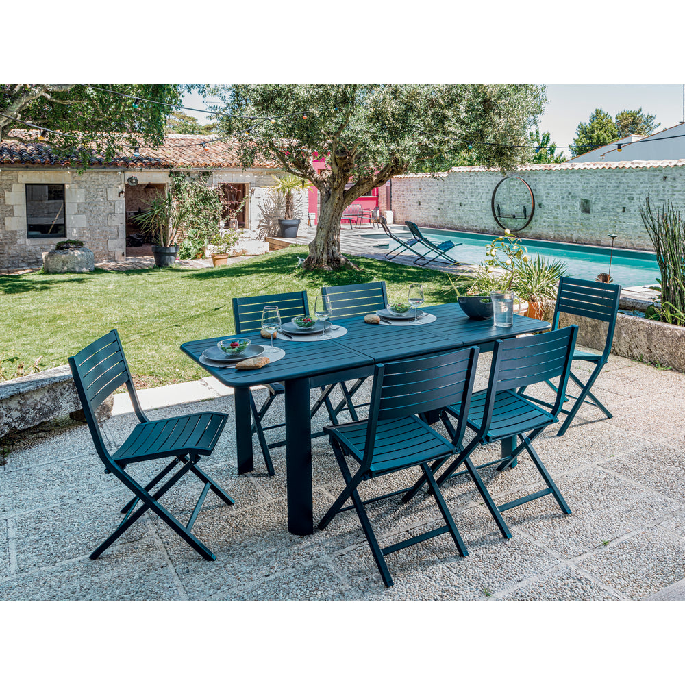   Table Rectangle Extensible Eos En Aluminium Bleue L.130x L.80.H.74cm