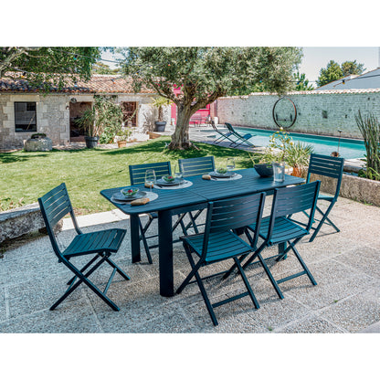   Table Rectangle Extensible Eos En Aluminium Bleue L.130x L.80.H.74cm