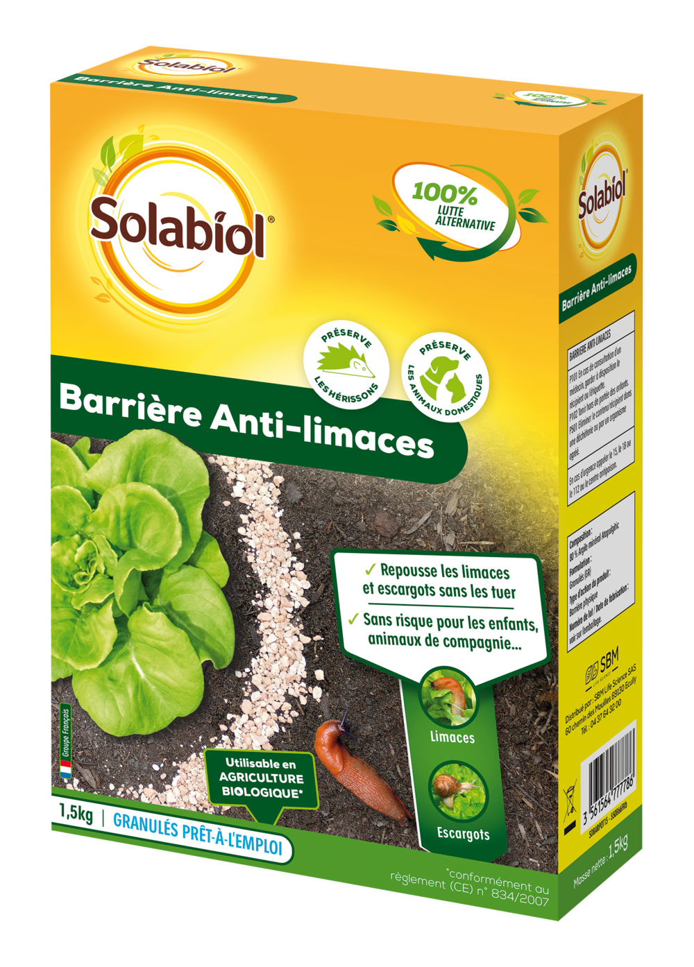 Solabiol Sobarpot15 | Barriere Anti-limaces & Escargots| 1,5 Kg | Utilisable En