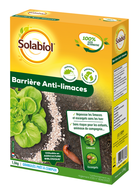 Solabiol Sobarpot15 | Barriere Anti-limaces & Escargots| 1,5 Kg | Utilisable En