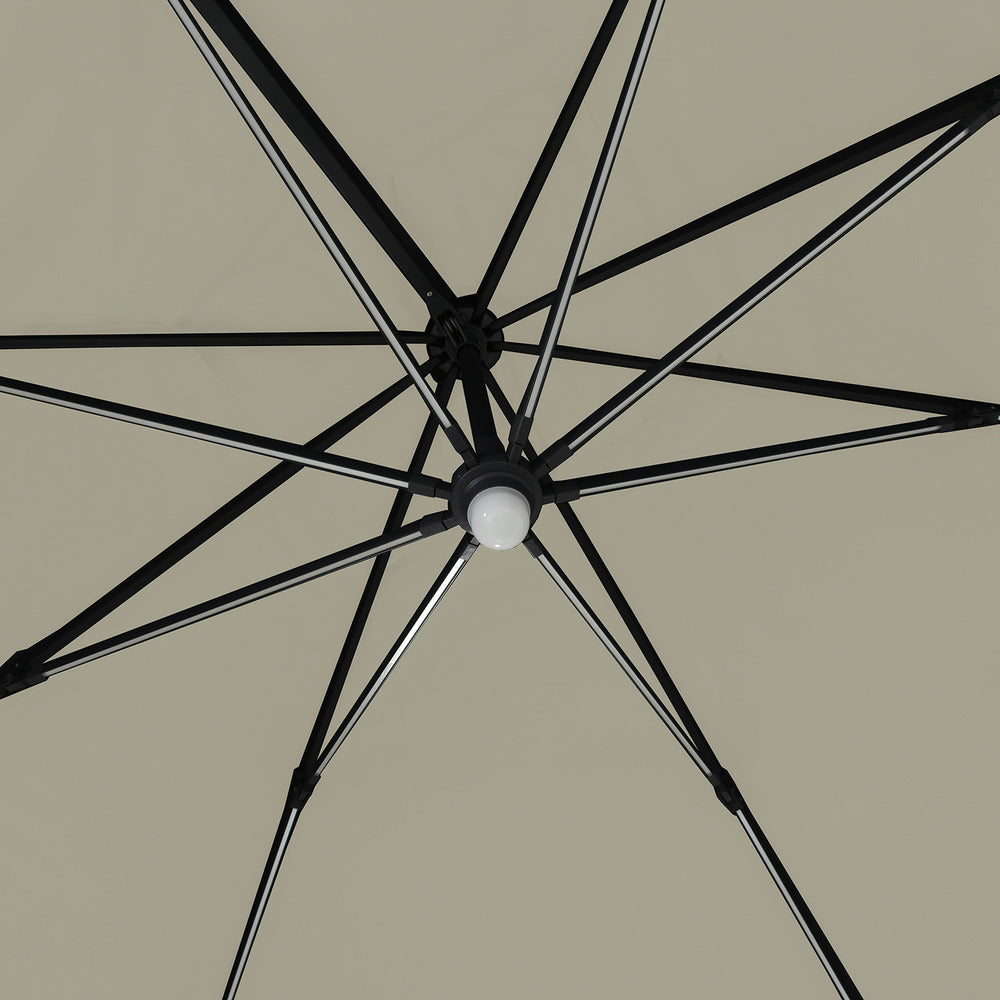  Parasol Déporté Led 3x4m Rectangle En Aluminium - Rotatif 360° - Taupe- Rome