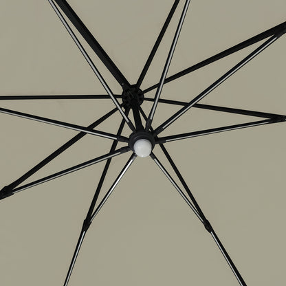  Parasol Déporté Led 3x4m Rectangle En Aluminium - Rotatif 360° - Taupe- Rome