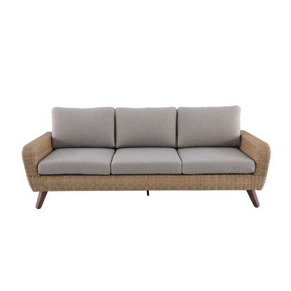  Canapé 3 Places RIVIERA En Polyrotin Miel/gris - 88,5x224x75 Cm