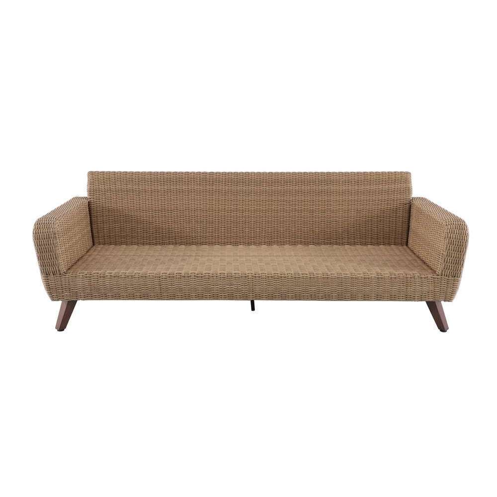  Canapé 3 Places RIVIERA En Polyrotin Miel/gris - 88,5x224x75 Cm