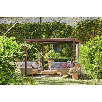  Canapé 3 Places RIVIERA En Polyrotin Miel/gris - 88,5x224x75 Cm