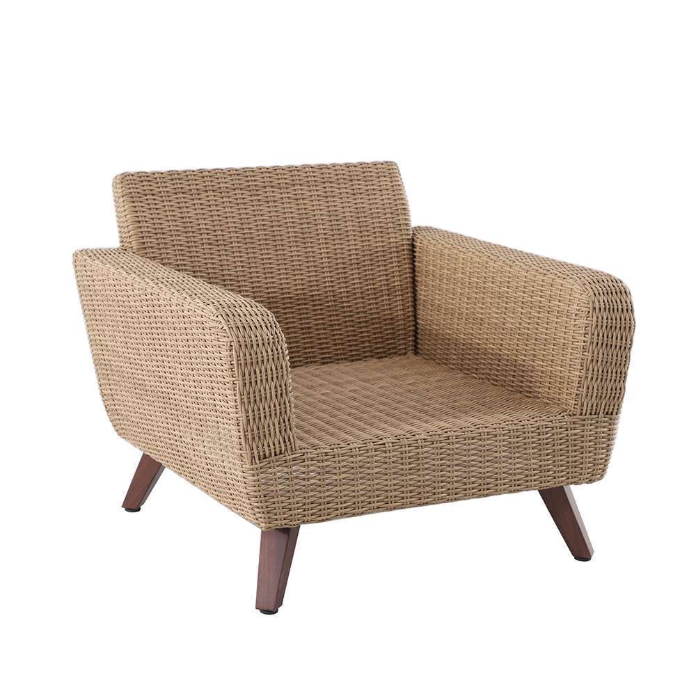 Fauteuil Pour Jardin RIVIERA Gris En Résine Tressée - 88,5x93x75 Cm
