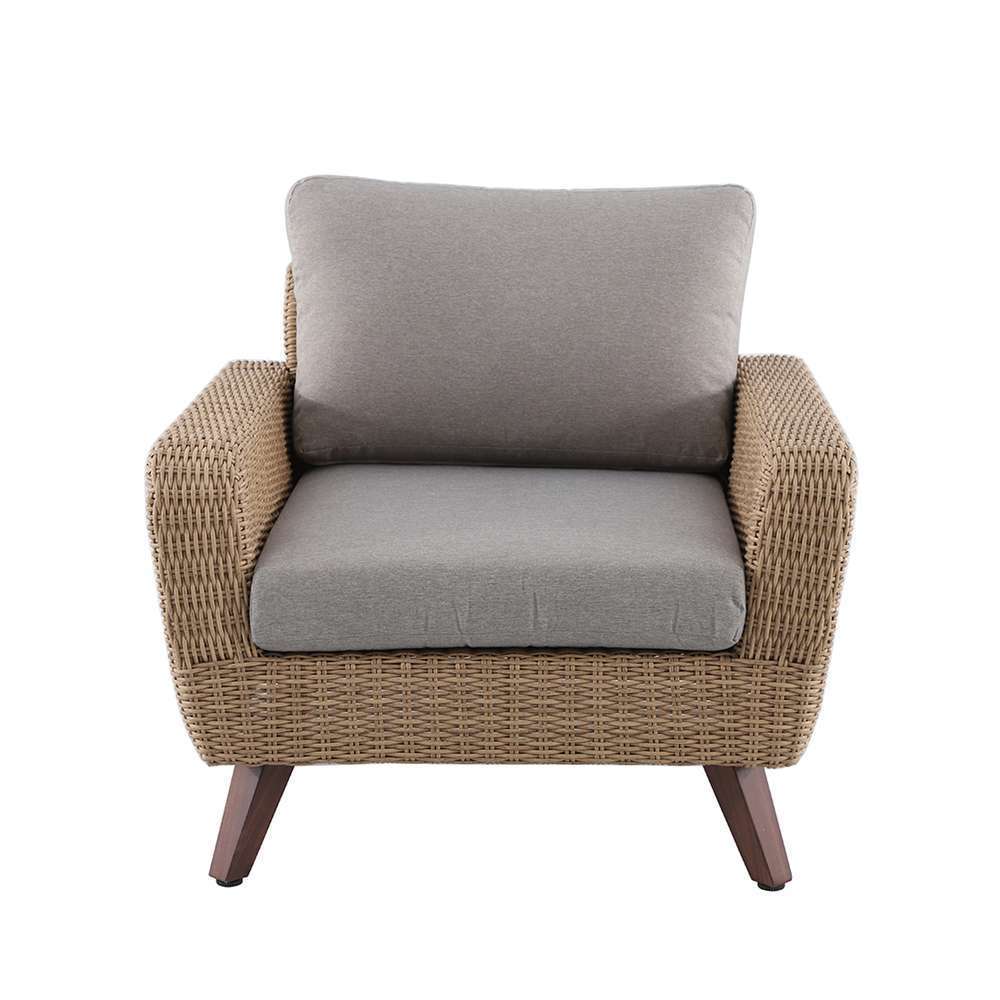  Fauteuil Pour Jardin RIVIERA Gris En Résine Tressée - 88,5x93x75 Cm