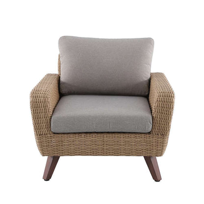  Fauteuil Pour Jardin RIVIERA Gris En Résine Tressée - 88,5x93x75 Cm