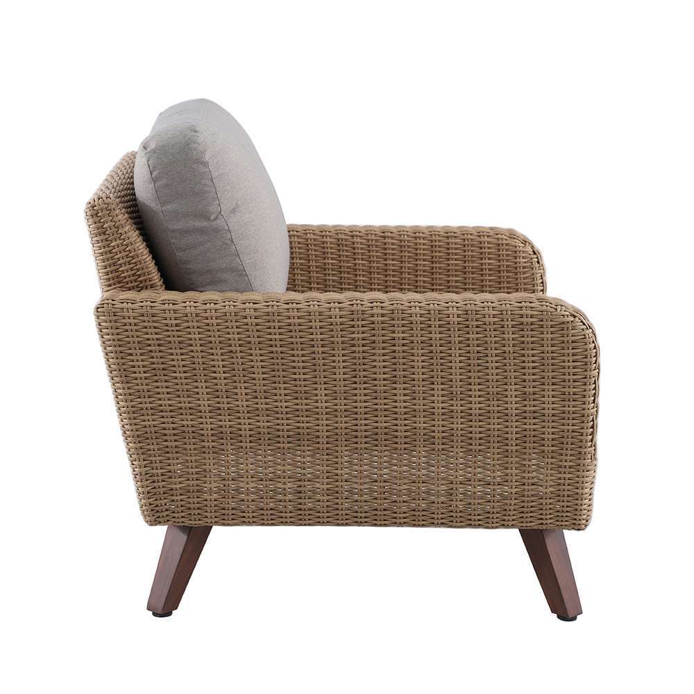  Fauteuil Pour Jardin RIVIERA Gris En Résine Tressée - 88,5x93x75 Cm