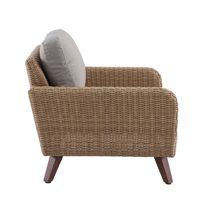  Fauteuil Pour Jardin RIVIERA Gris En Résine Tressée - 88,5x93x75 Cm