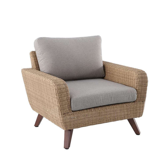  Fauteuil Pour Jardin RIVIERA Gris En Résine Tressée - 88,5x93x75 Cm