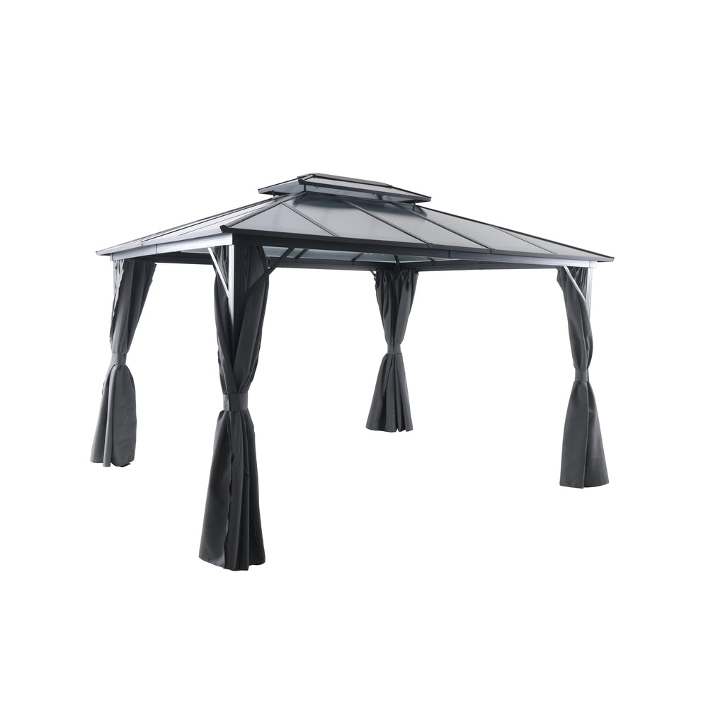  Tonnelle De Jardin ATLAS En Aluminium Et Toile Gris - 300x360x258 Cm