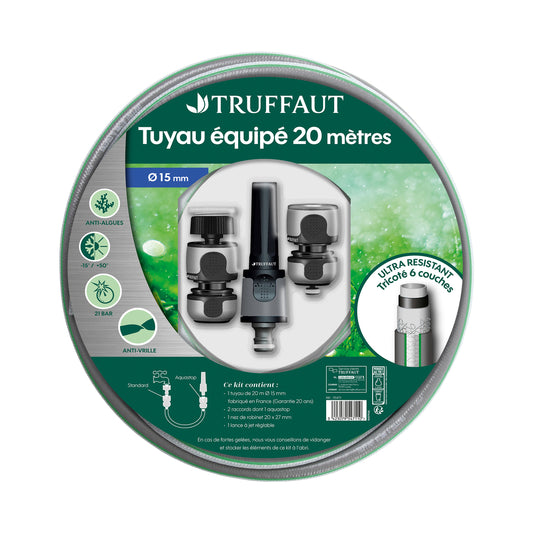  Tuyau D'arrosage D15mm L20m Avec Raccords
