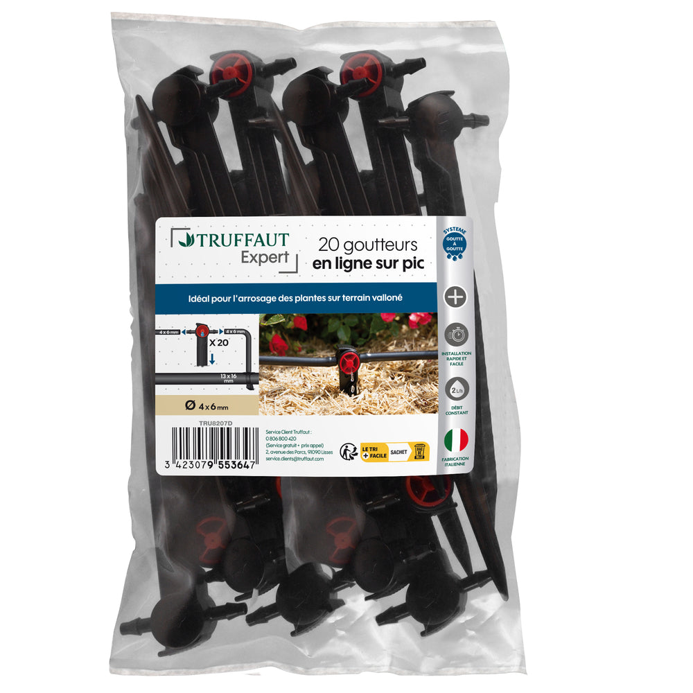  20 Goutteurs En Ligne Goutte à Goutte Sur Pic à Débit Constant 2 L/h