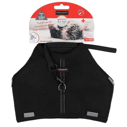  Harnais Noir Soft Avec Laisse 10x120mm Pour Chat