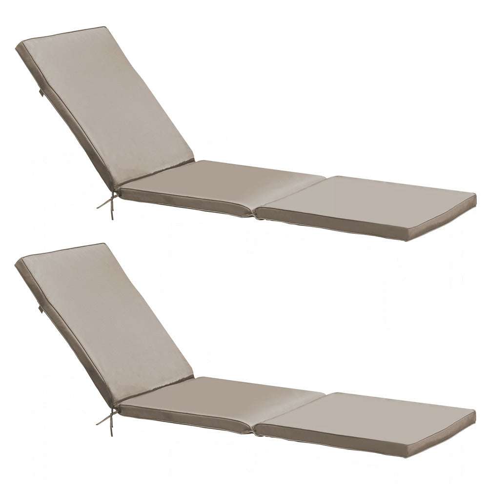  Lot De 2 Coussins Bain De Soleil Polyester Taupe 186x53x5 Cm