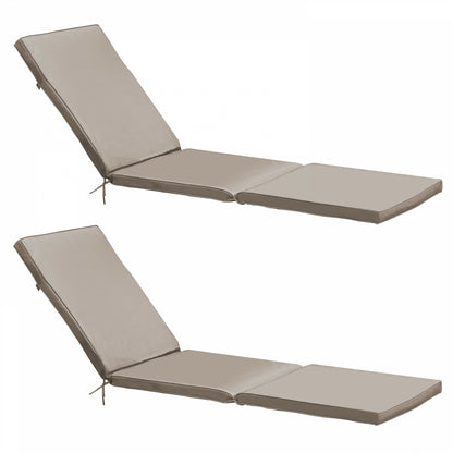  Lot De 2 Coussins Bain De Soleil Polyester Taupe 186x53x5 Cm