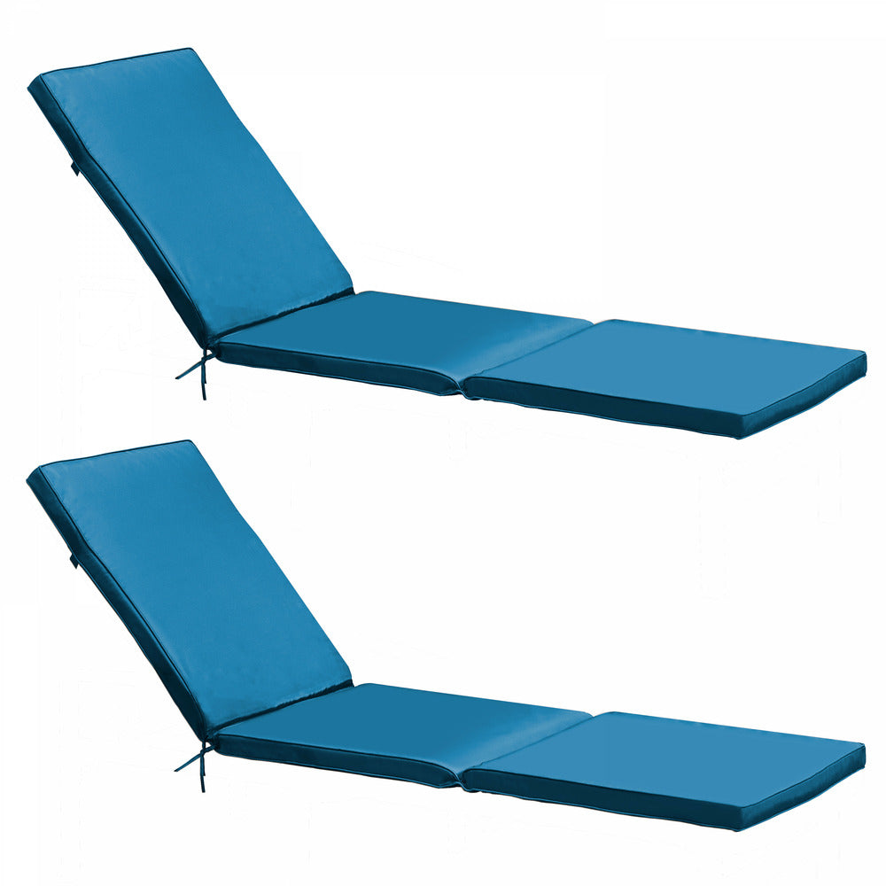  Lot 2 Coussins Bain De Soleil Polyester Bleu 186x53x5 Cm