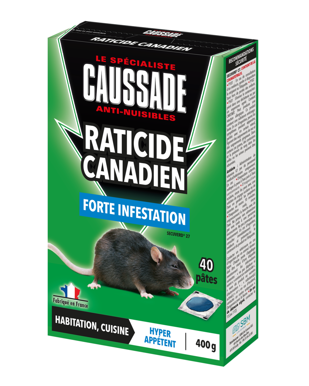  Carpt400 Raticide Canadien Forte Infestation Appât Prêt à L'emploi Nou