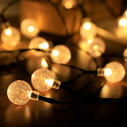  Guirlande 30 Boules Transparentes Led Jaunes 6.5m