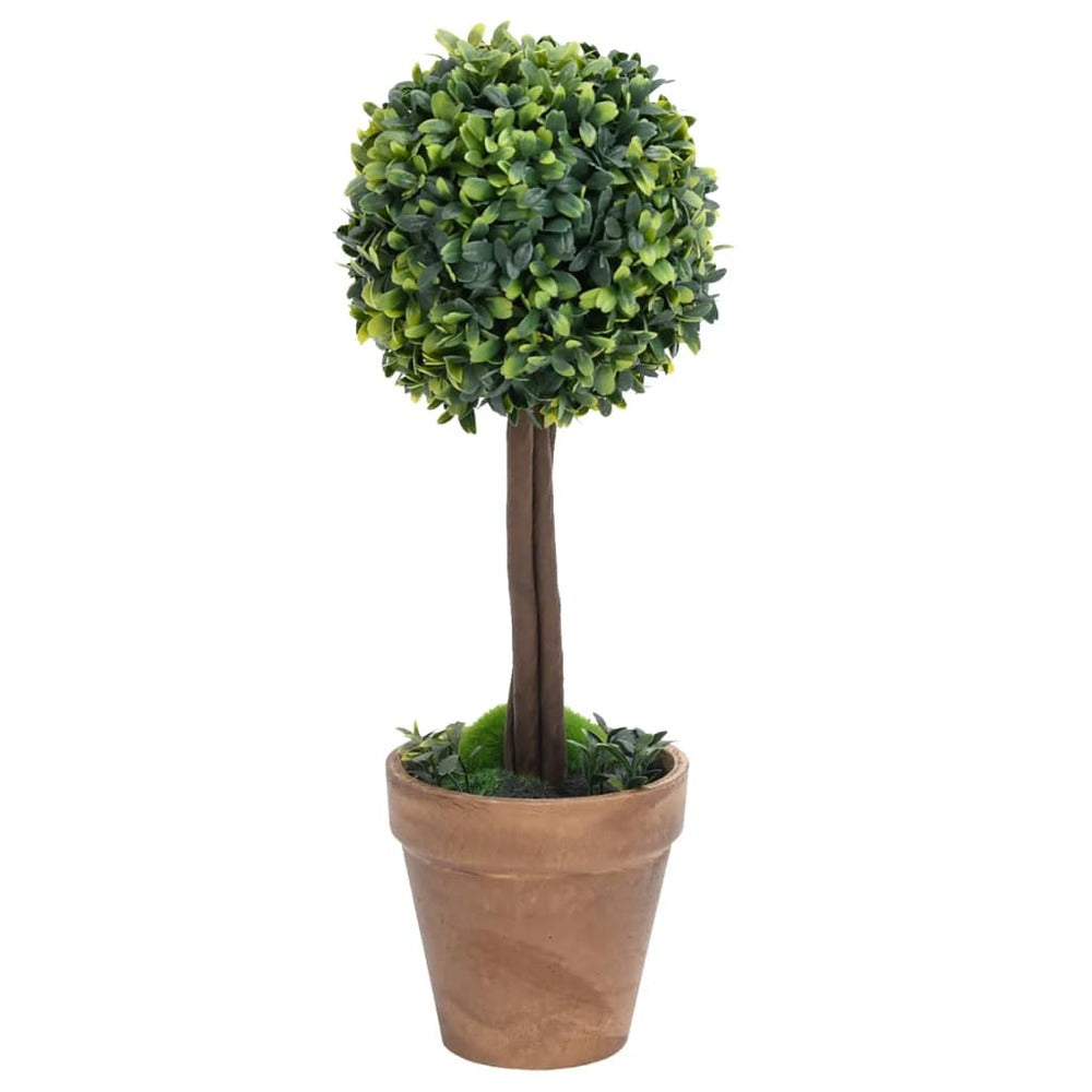 VIDAXL Plantes De Buis Artificiel 2 Pcs Avec Pots Boule Vert 56 Cm