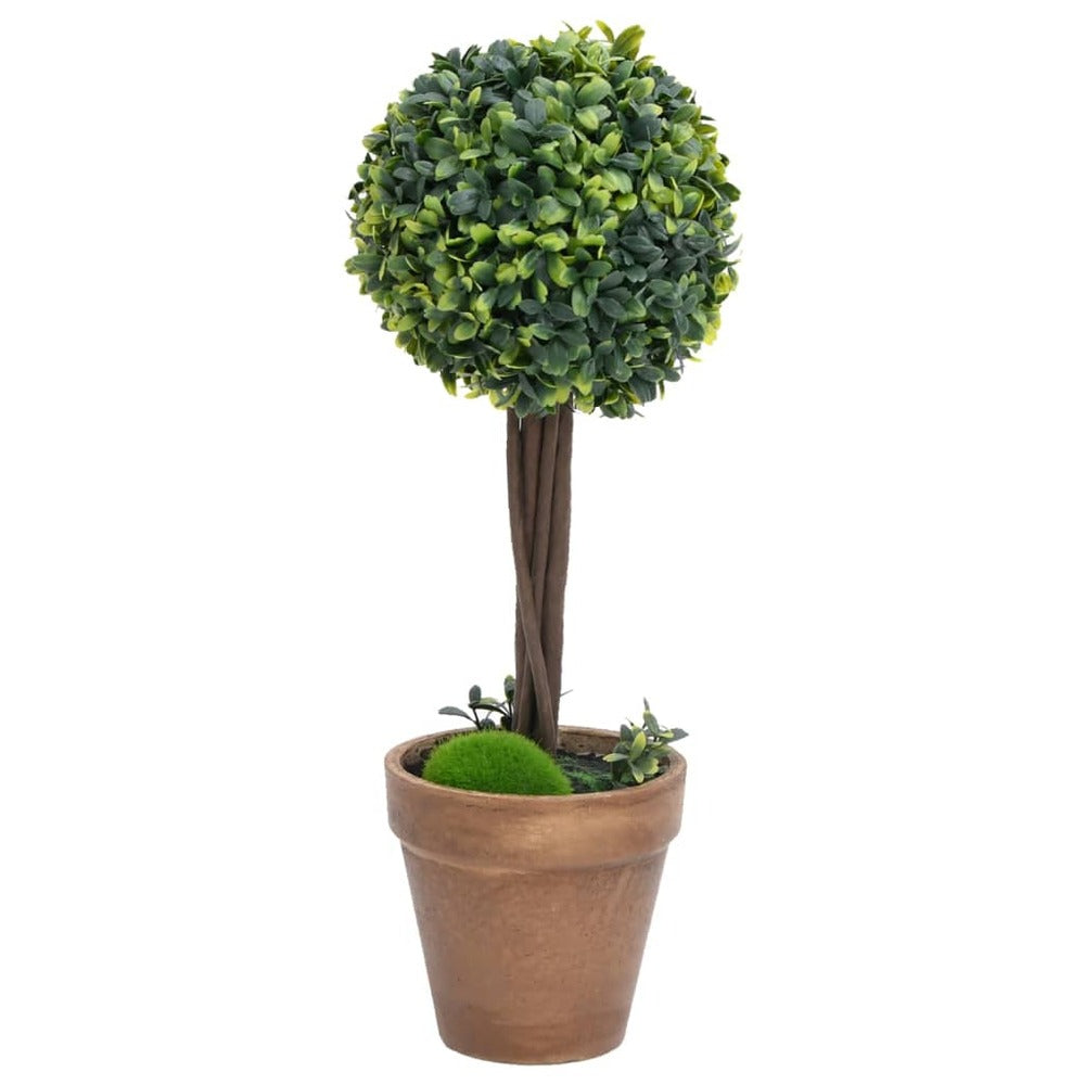 VIDAXL Plantes De Buis Artificiel 2 Pcs Avec Pots Boule Vert 56 Cm