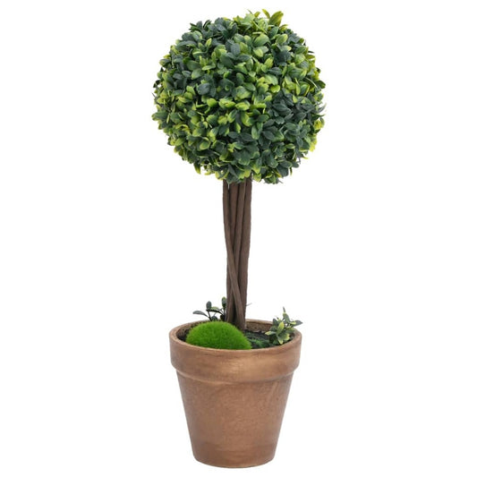 VIDAXL Plantes De Buis Artificiel 2 Pcs Avec Pots Boule Vert 56 Cm