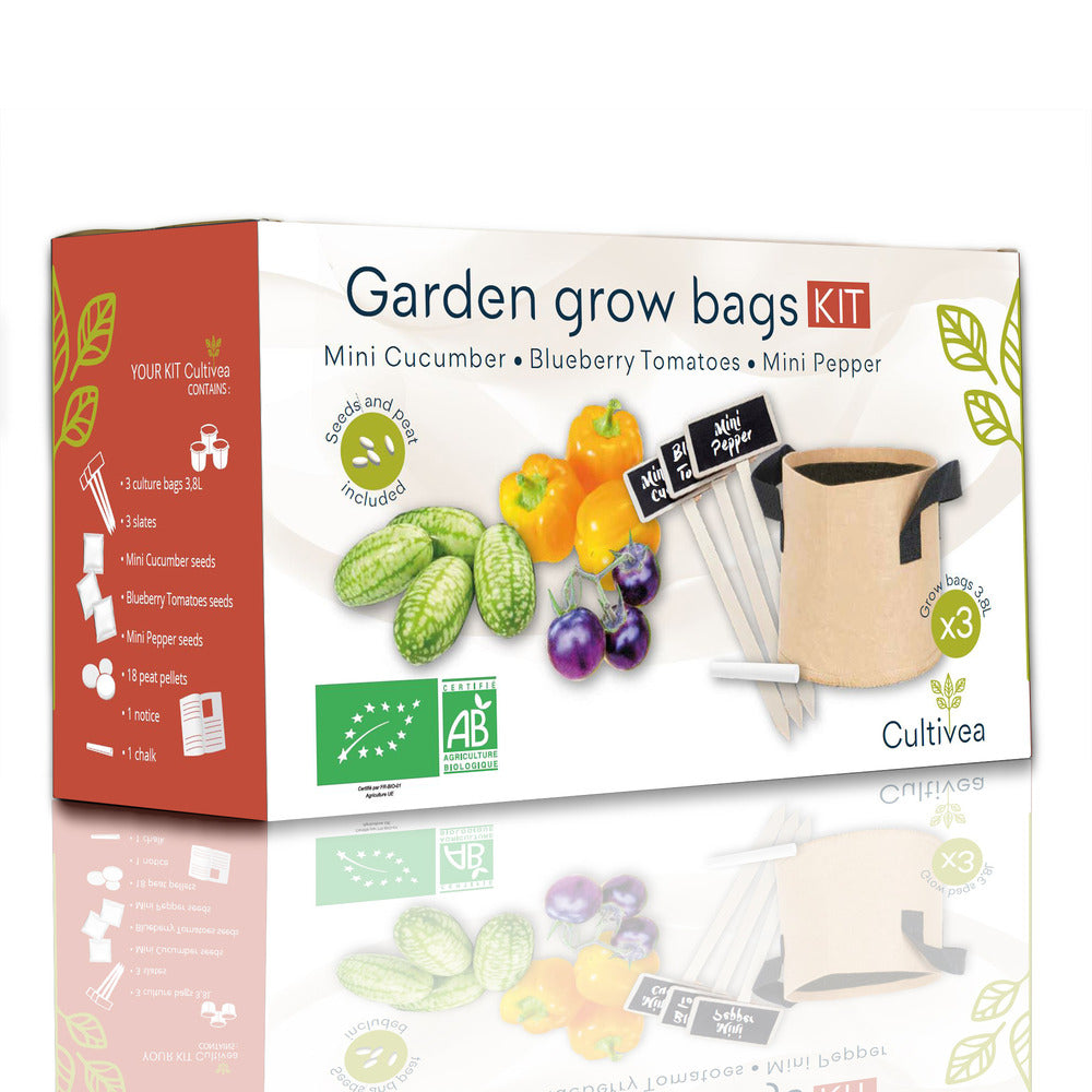  Cultivea Kit Sacs De Culture Prêt à Pousser - Concombre, Tomate, Poivron