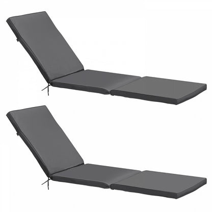  Lot De 2 Coussins Bain De Soleil Polyester Gris 186x53x5 Cm